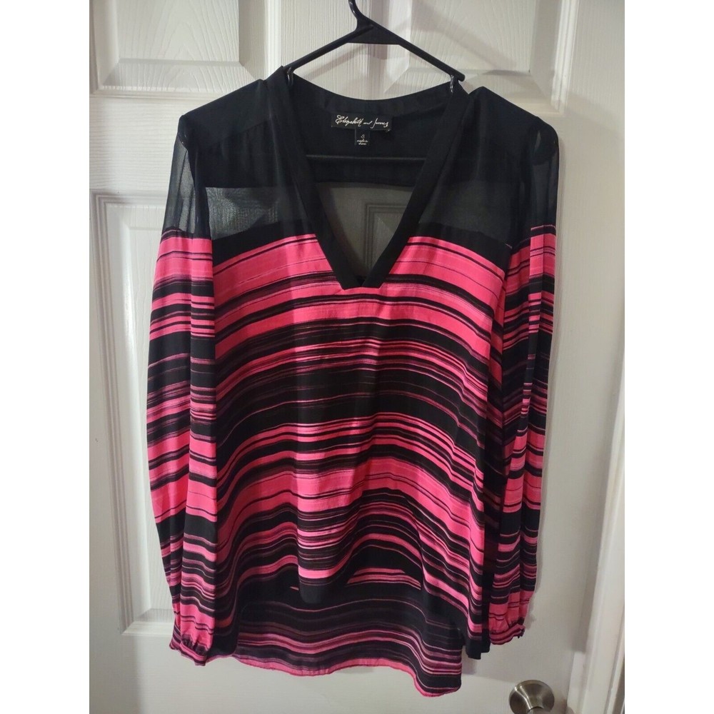 Elizabeth And James Top Size S Pink And Black Silk Looks Big